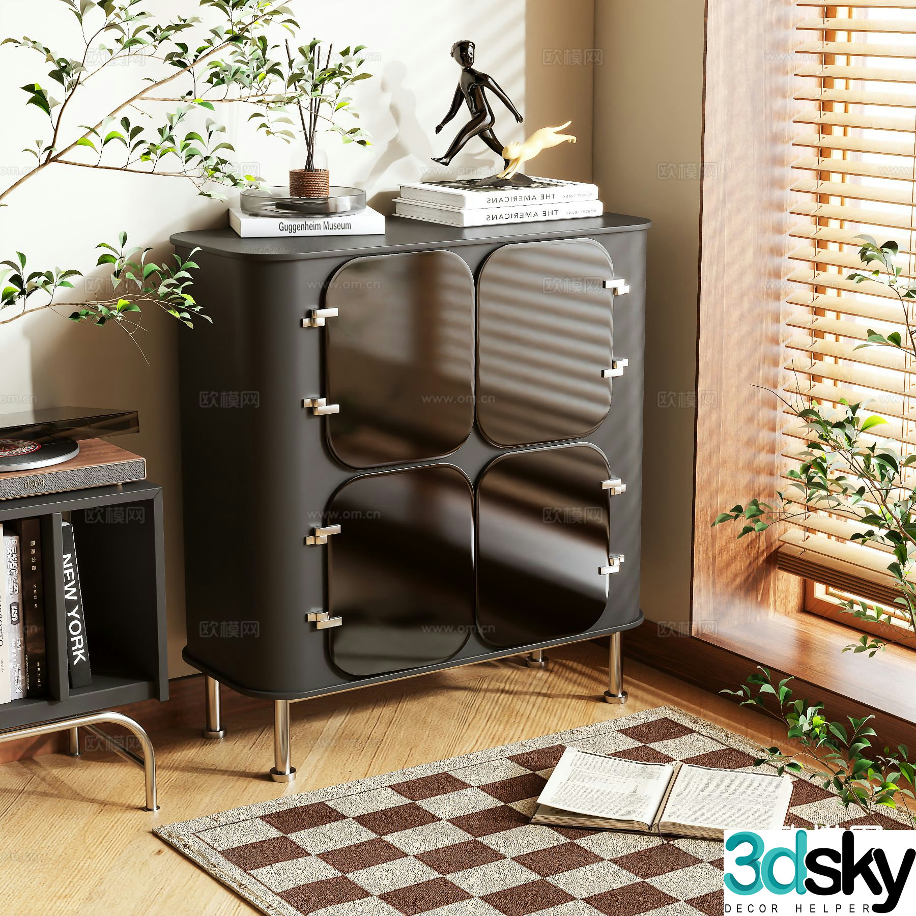 Medieval style shoe cabinet low cabinet 3d model