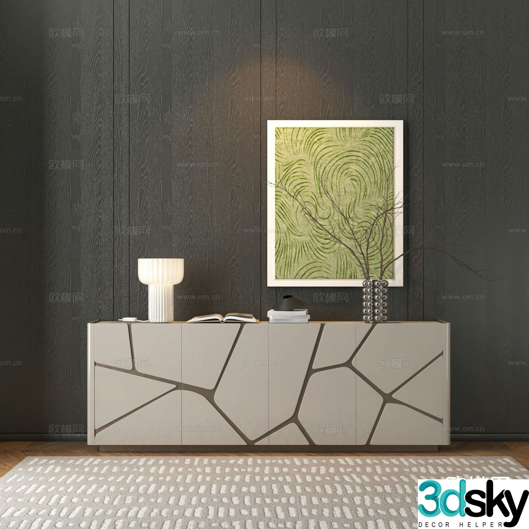 Italian light luxury entrance cabinet Duanjing cabinet 3D model