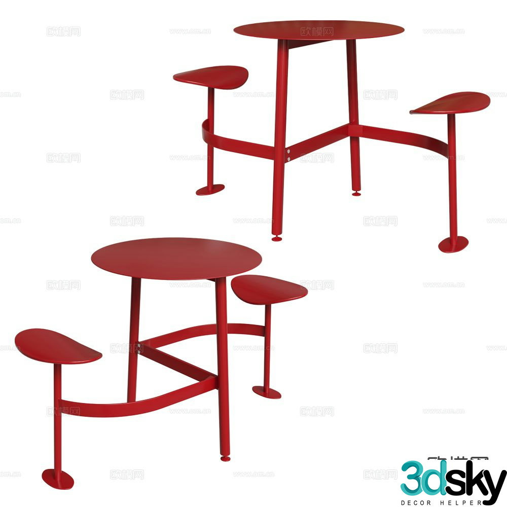 Fermob public tables and chairs 3d model