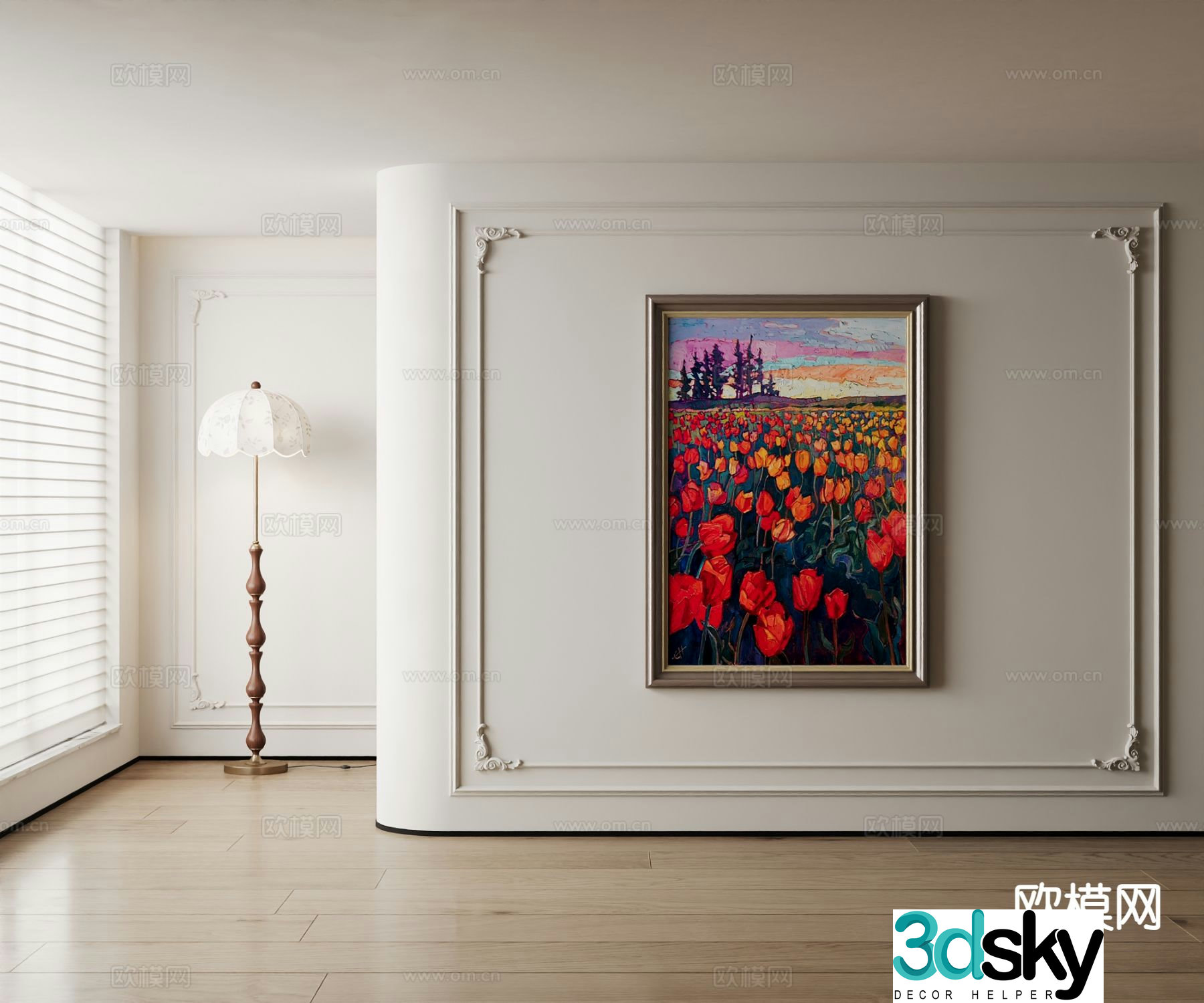 American decorative painting flower hanging painting 3d model