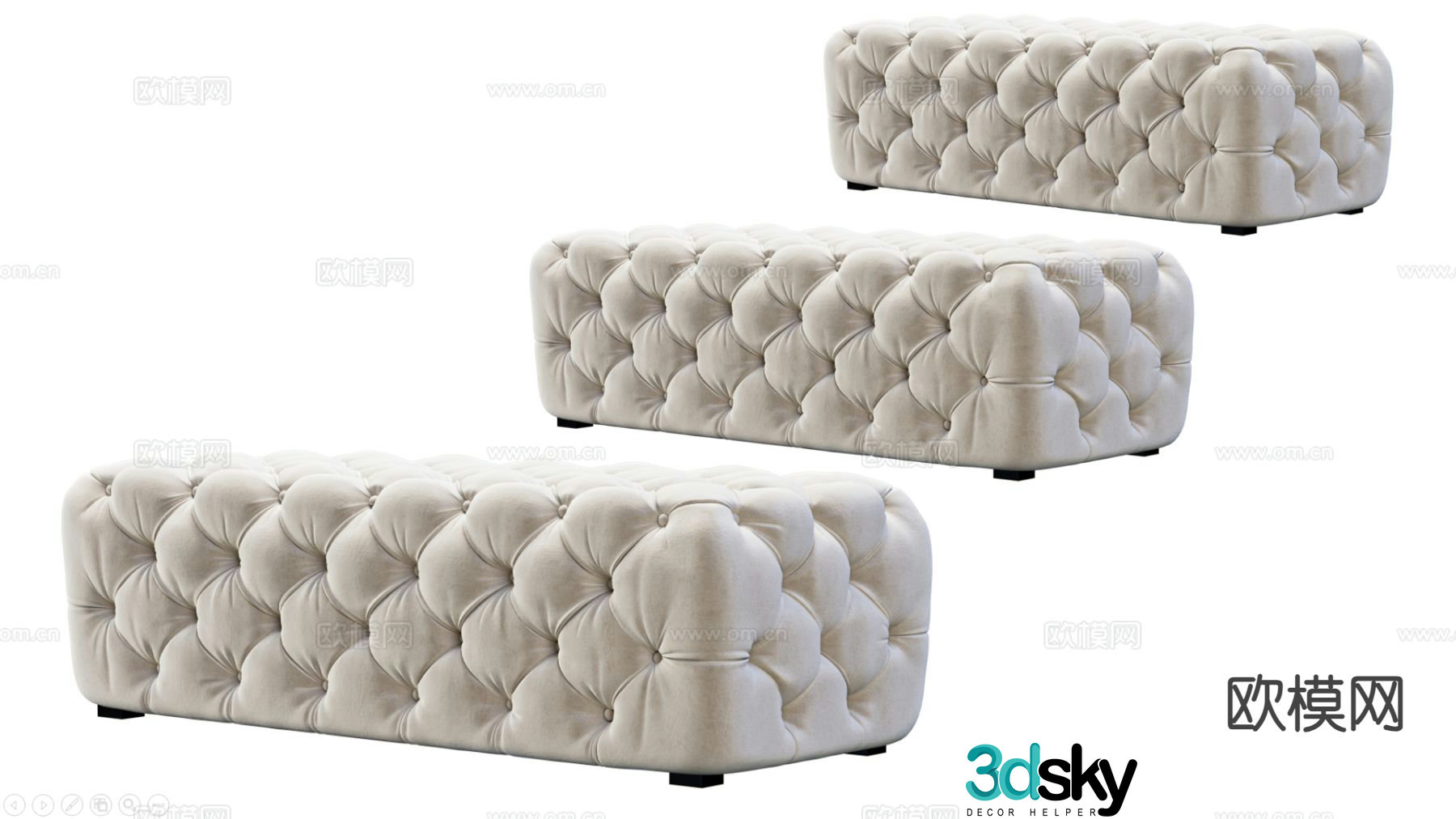 Simple European stool sofa stool bench bed end stool 3d model