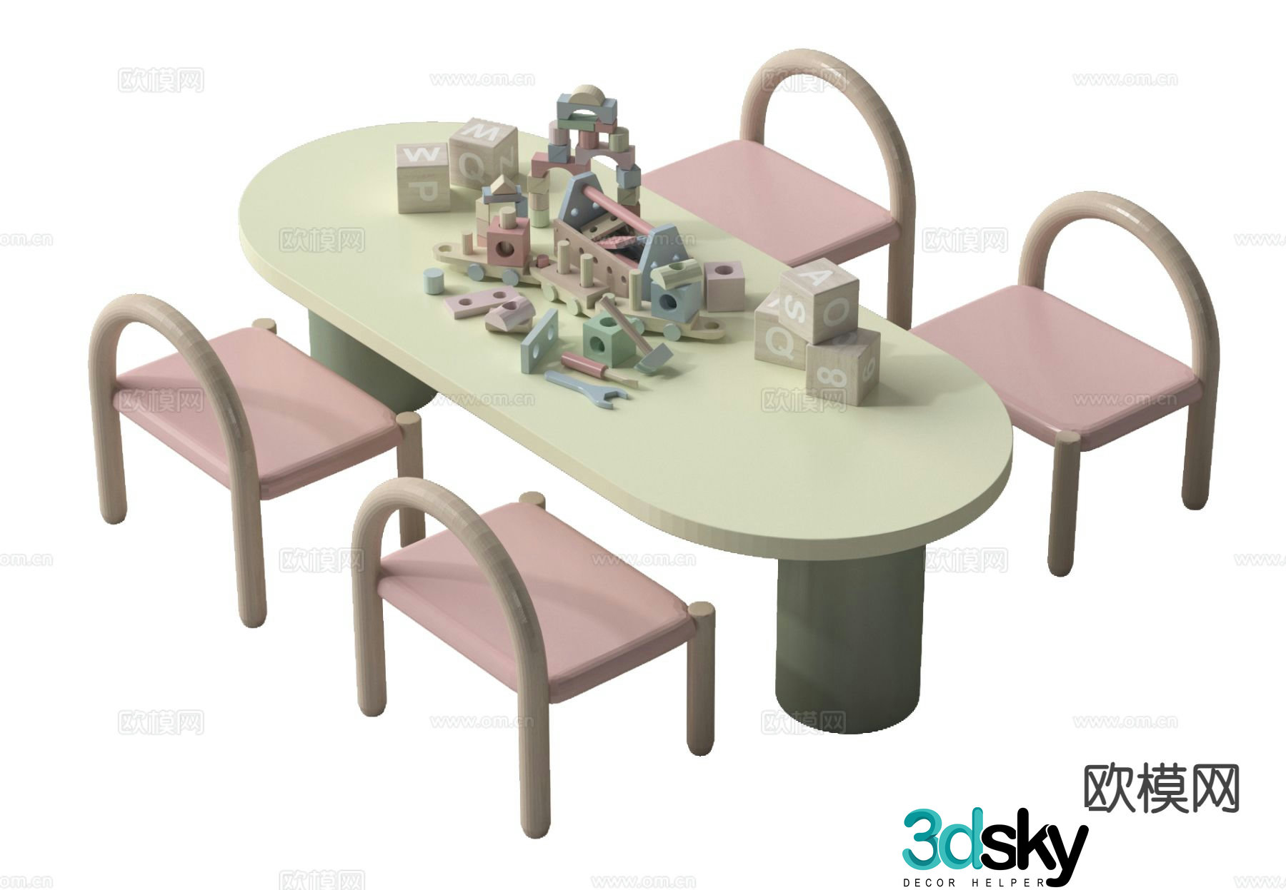 Children’s tables and chairs toy table children’s dining table 3D model