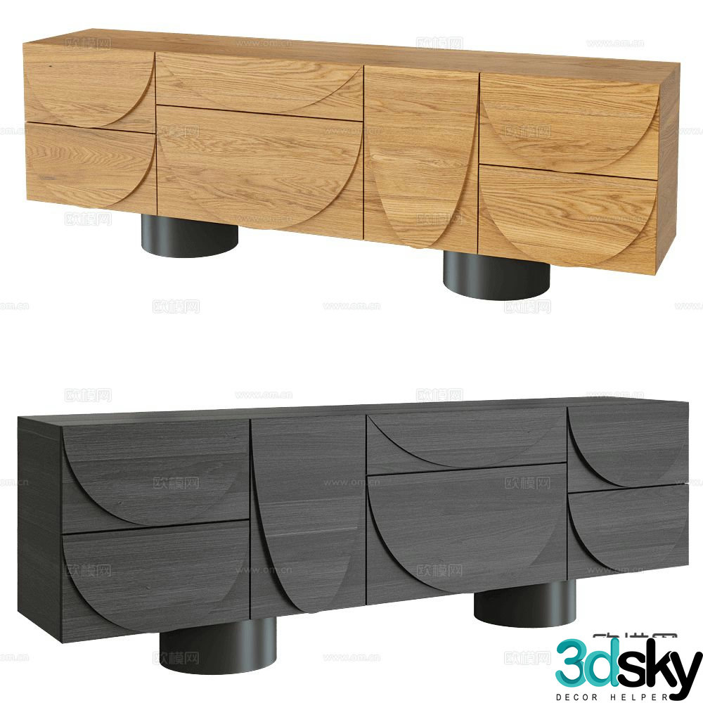 Modernature log style TV cabinet 3d model