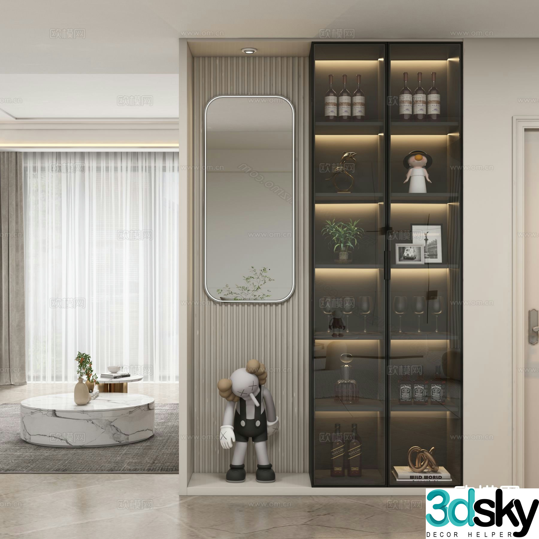 Modern entrance cabinet wine cabinet 3d model