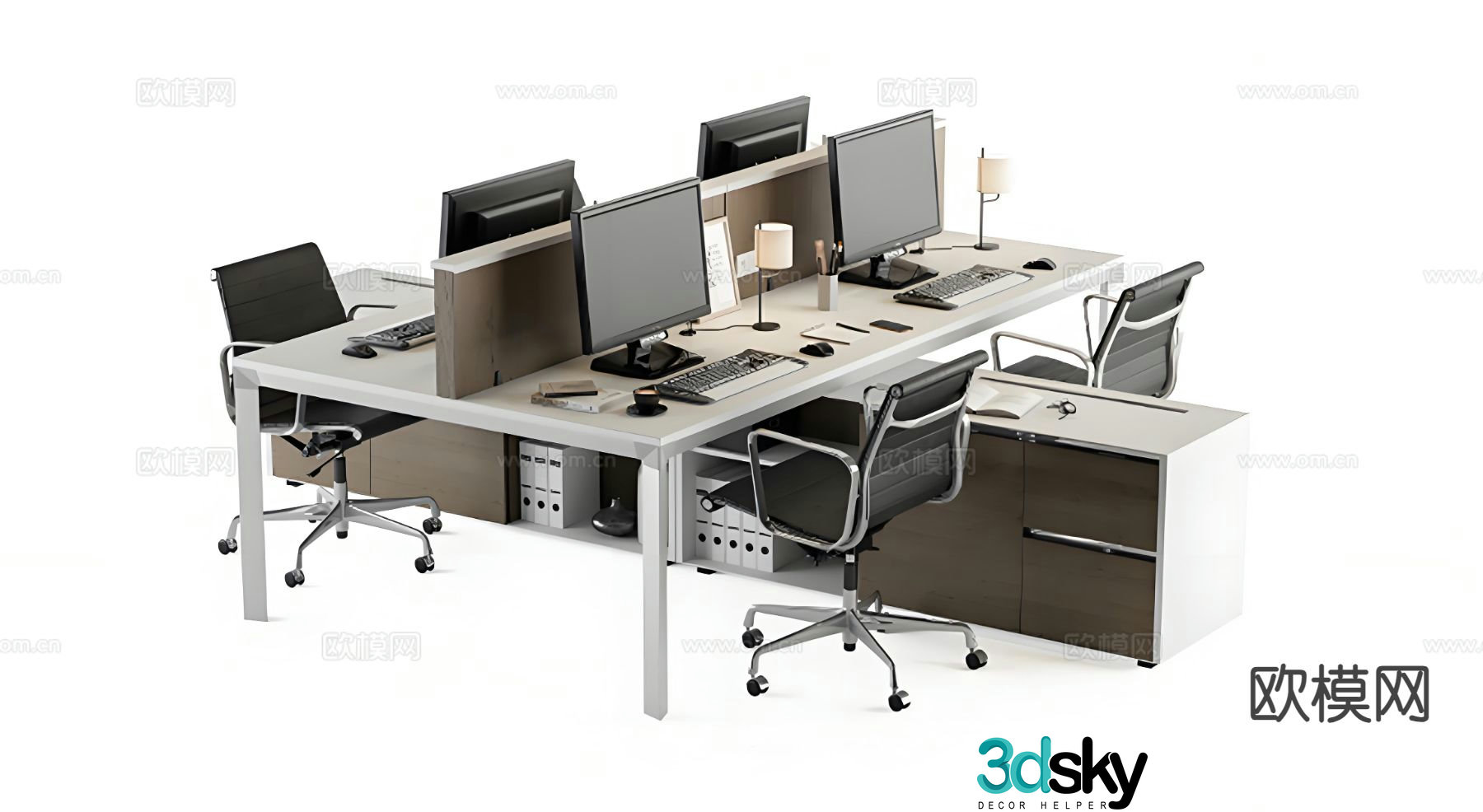 Screen card position workstation desk computer desk 3D model
