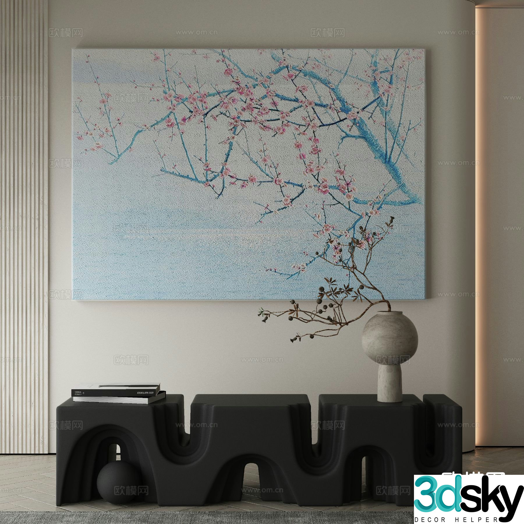 New Chinese style art painting flower painting decorative painting 3d model