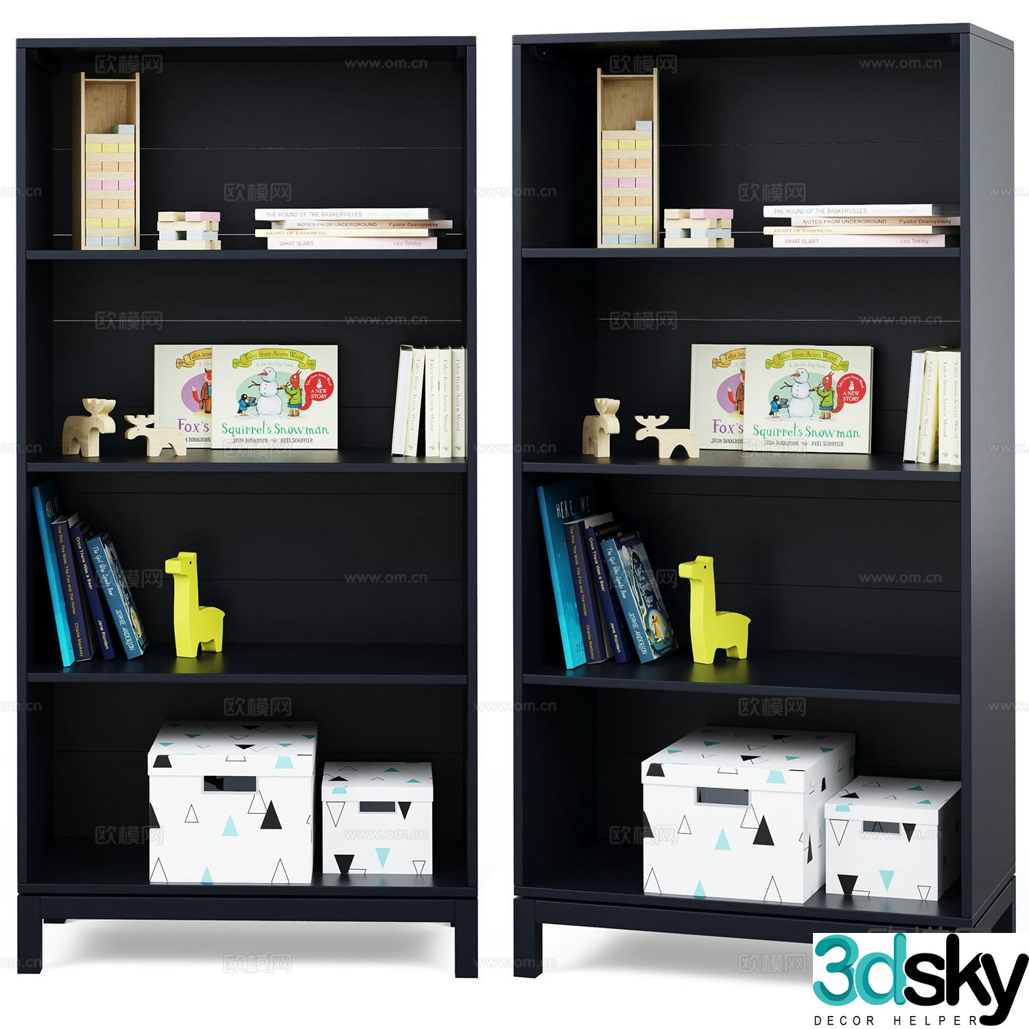 Children’s bookcase storage cabinet 3d model