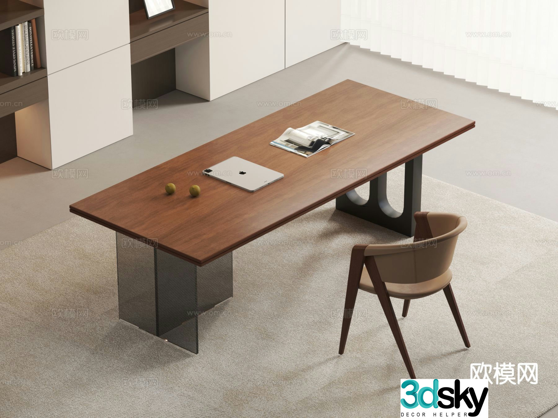 Modern office desk desk 3d model