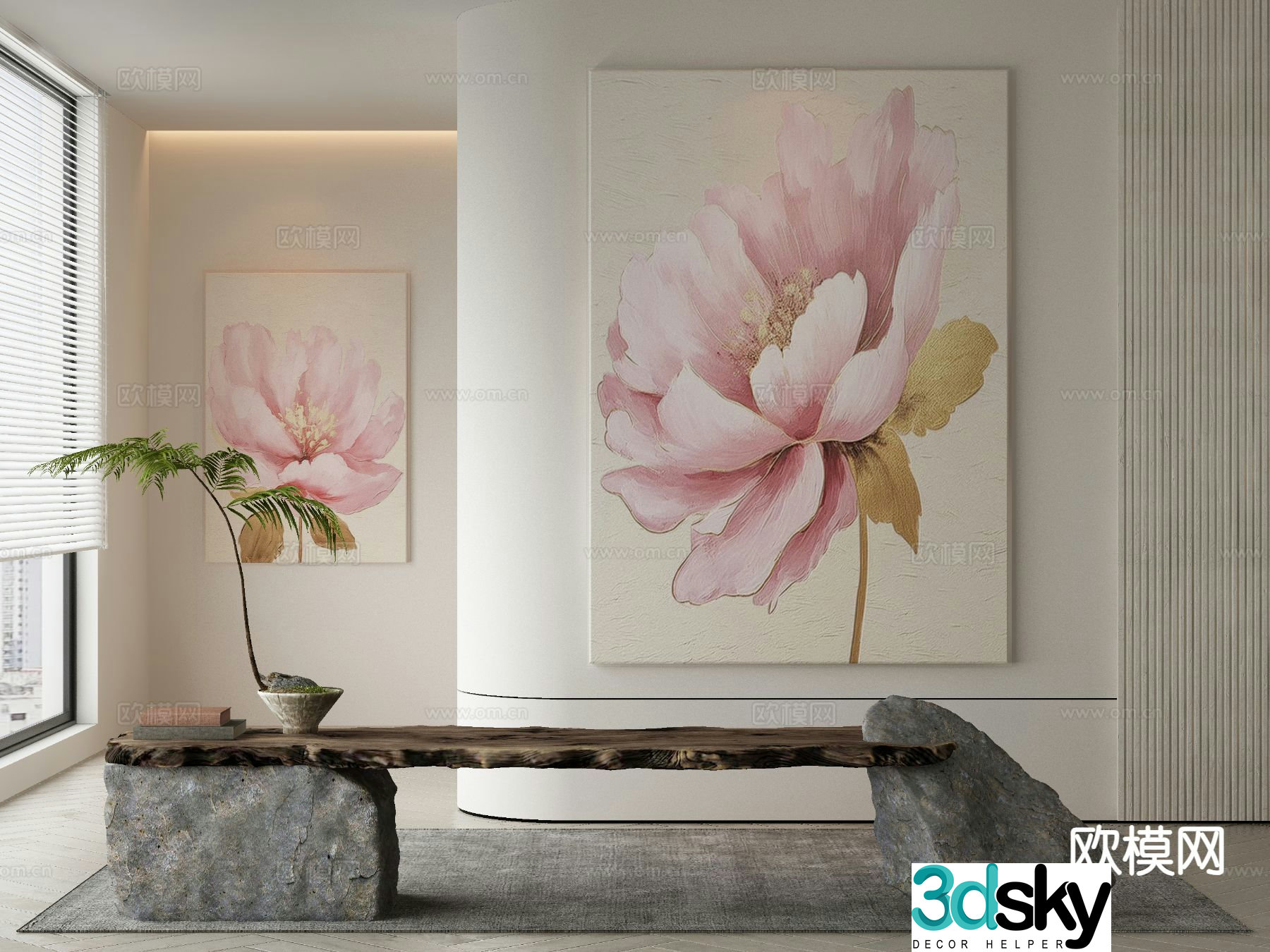 Modern decorative painting flower painting 3d model