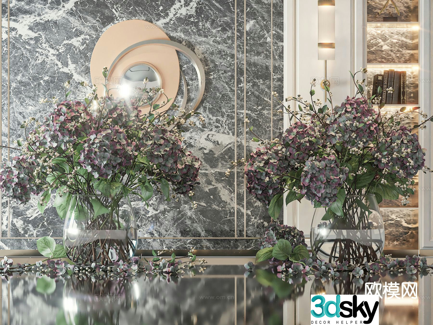 modern vase floral arrangement flower arrangement flowers 3d model