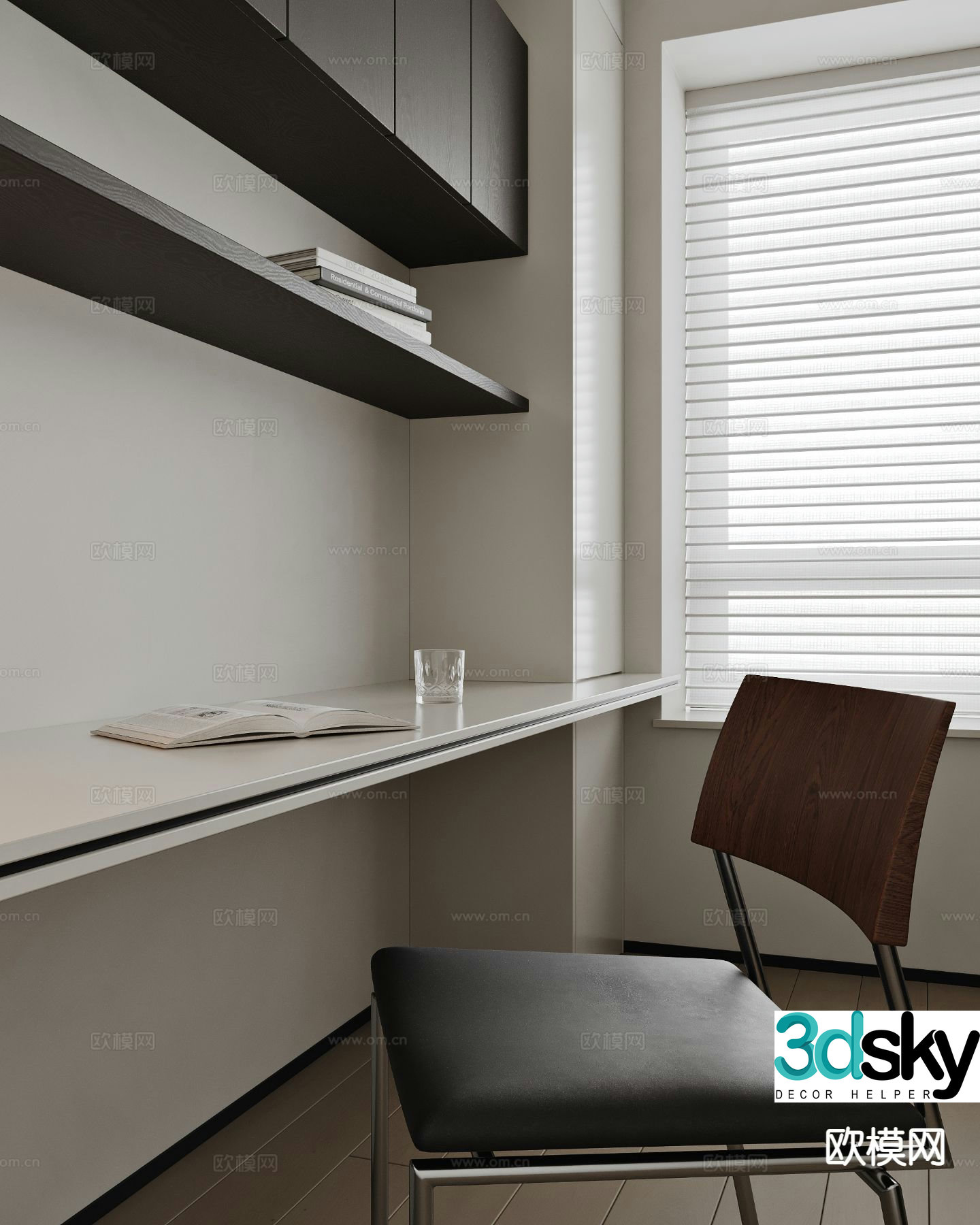 Modern study room 3d model