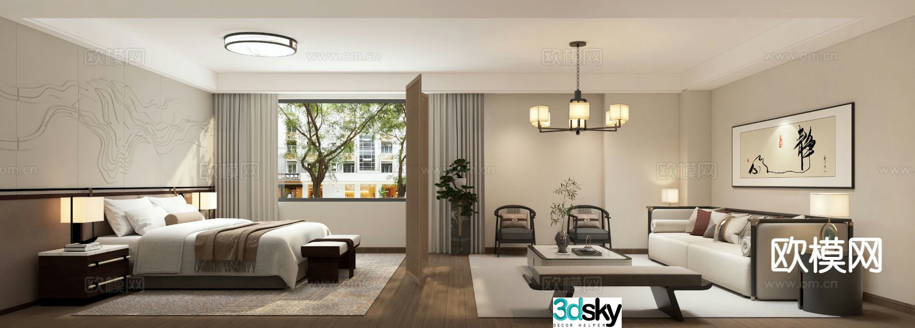 New Chinese style bedroom master bedroom 3d model