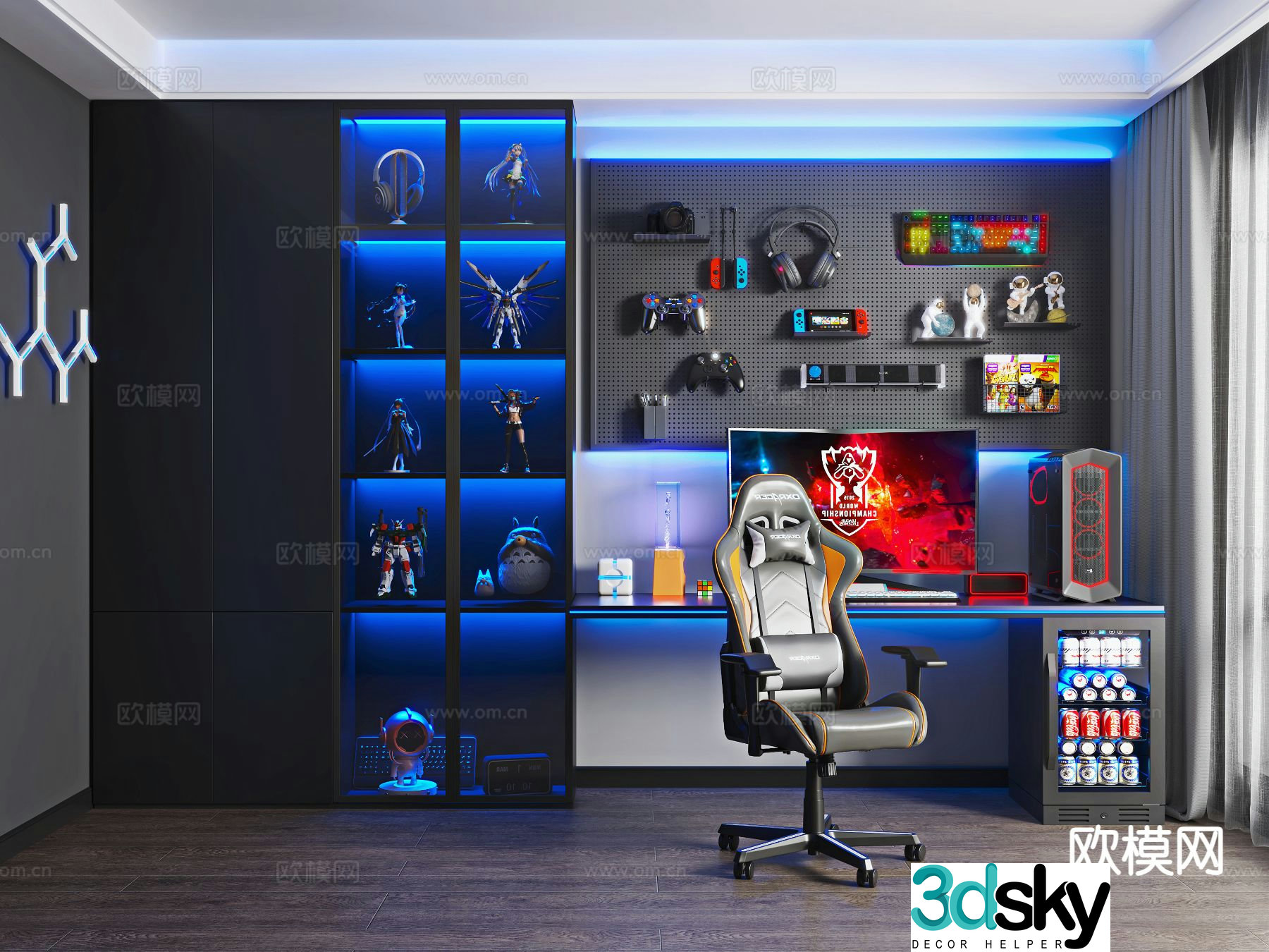 Modern eSports room computer room 3D model