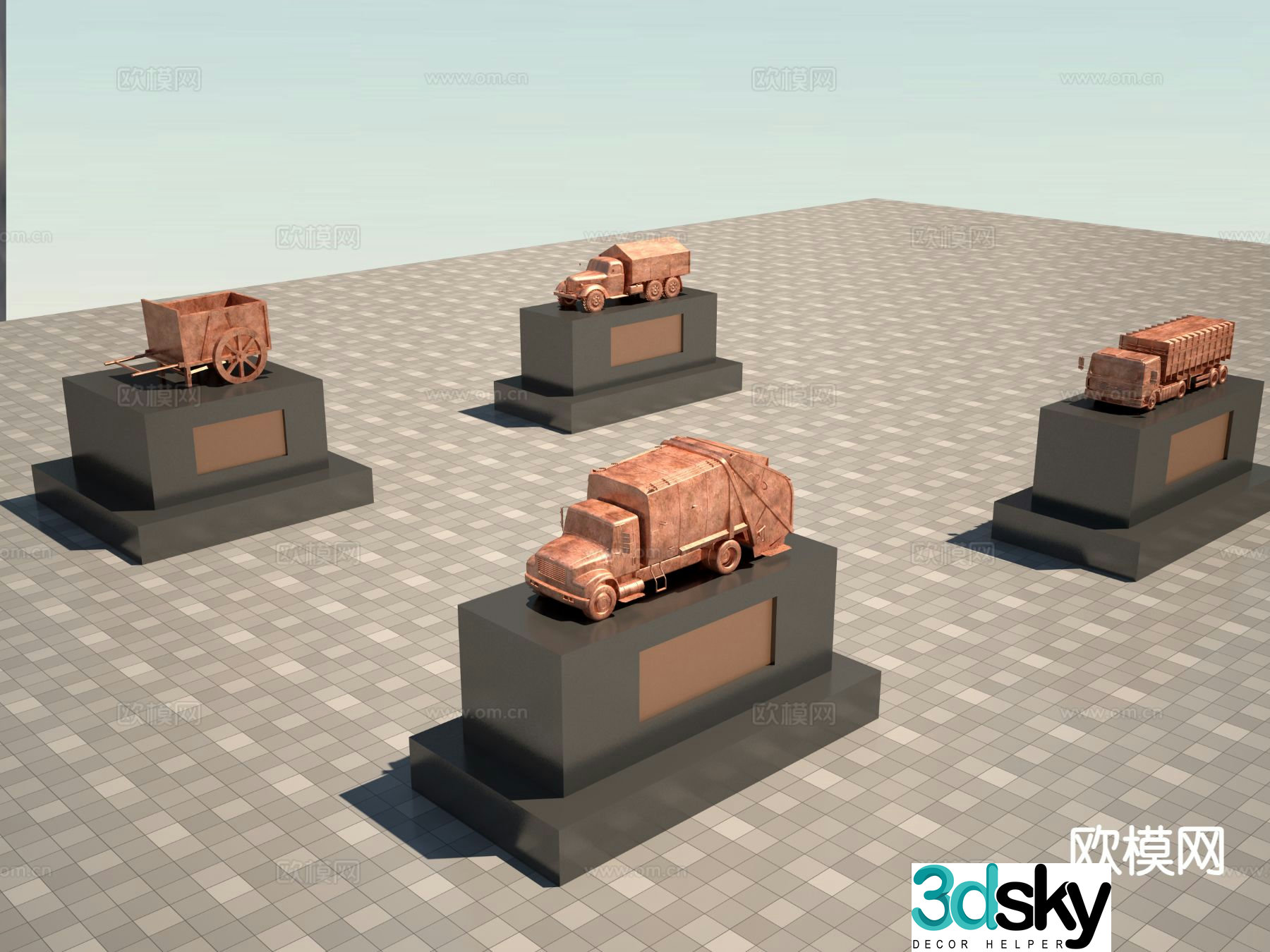 Garbage truck exhibit sculpture 3D model