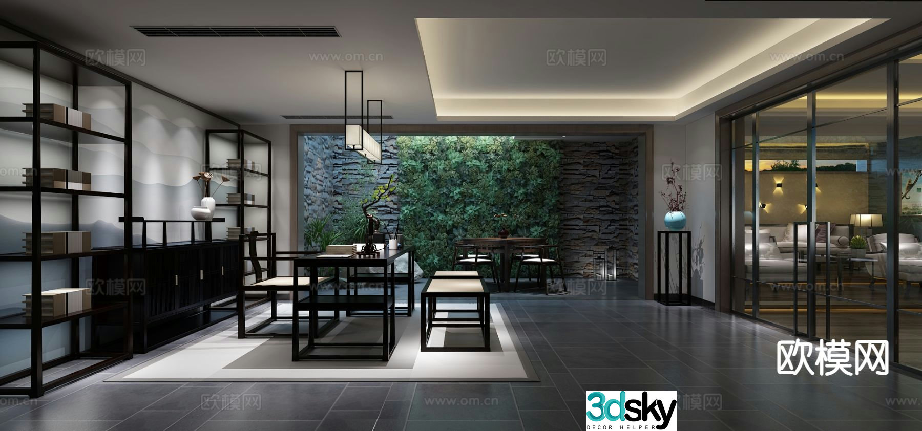 New Chinese style study 3D model