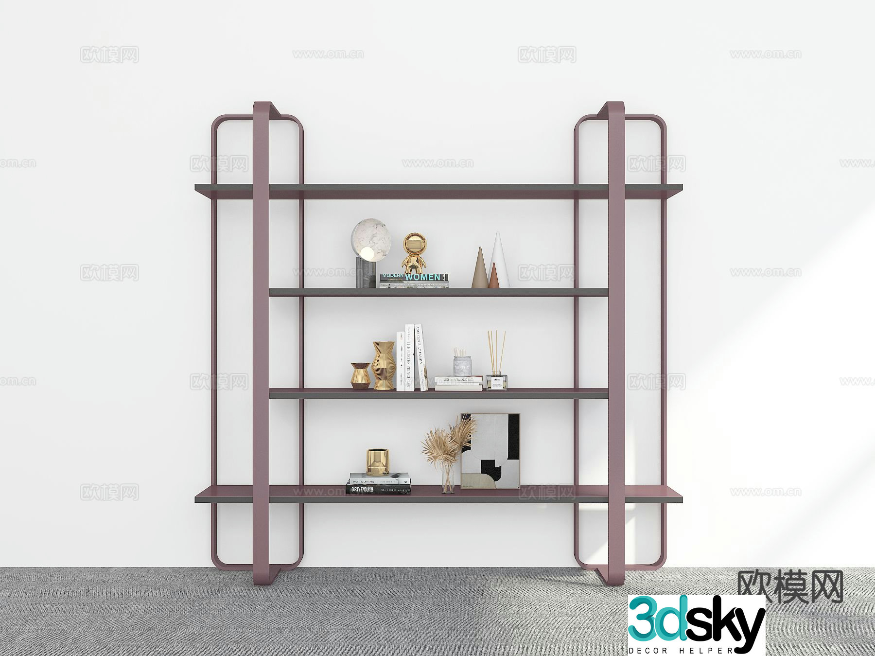 Modern bookshelf storage rack 3d model