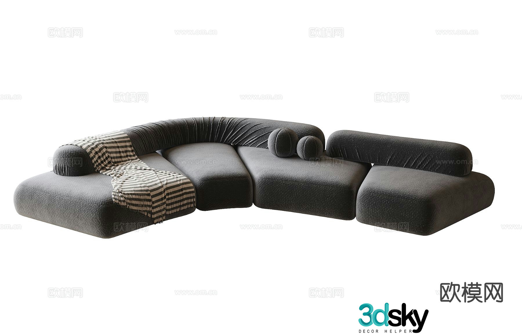 Modern curved sofa multi-person sofa 3d model
