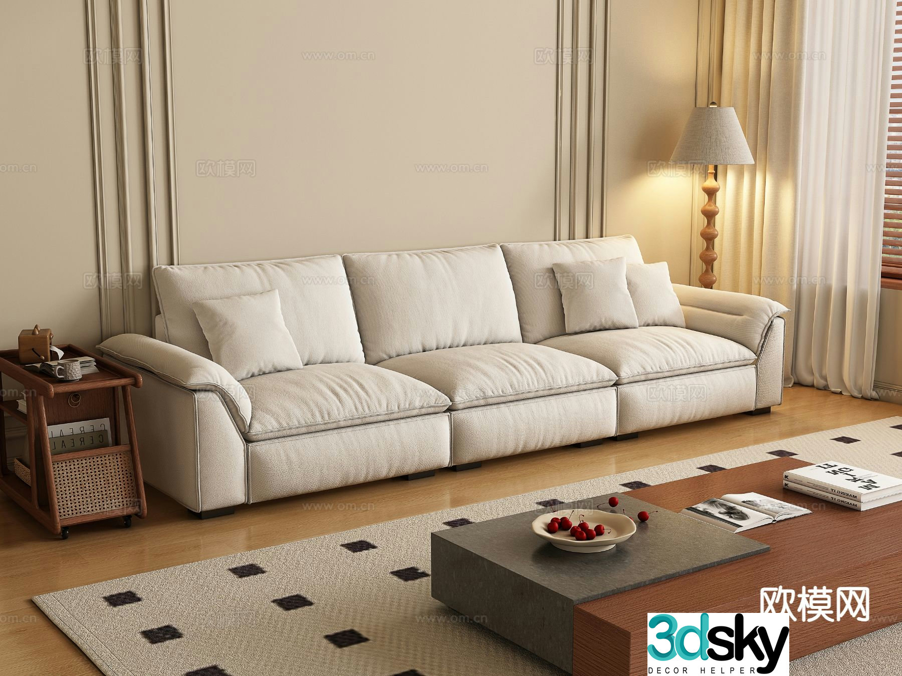 Medieval style sofa three person sofa 3d model
