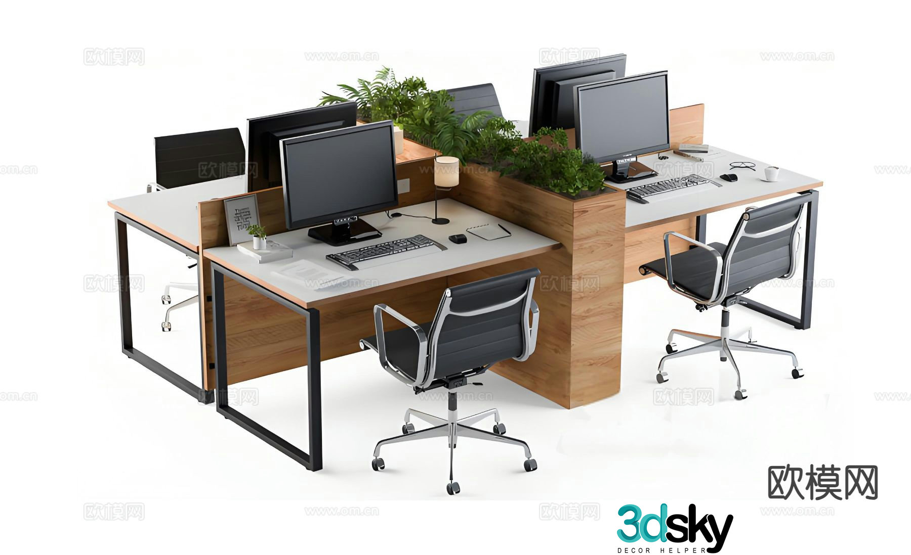 Screen card position workstation desk computer desk 3D model