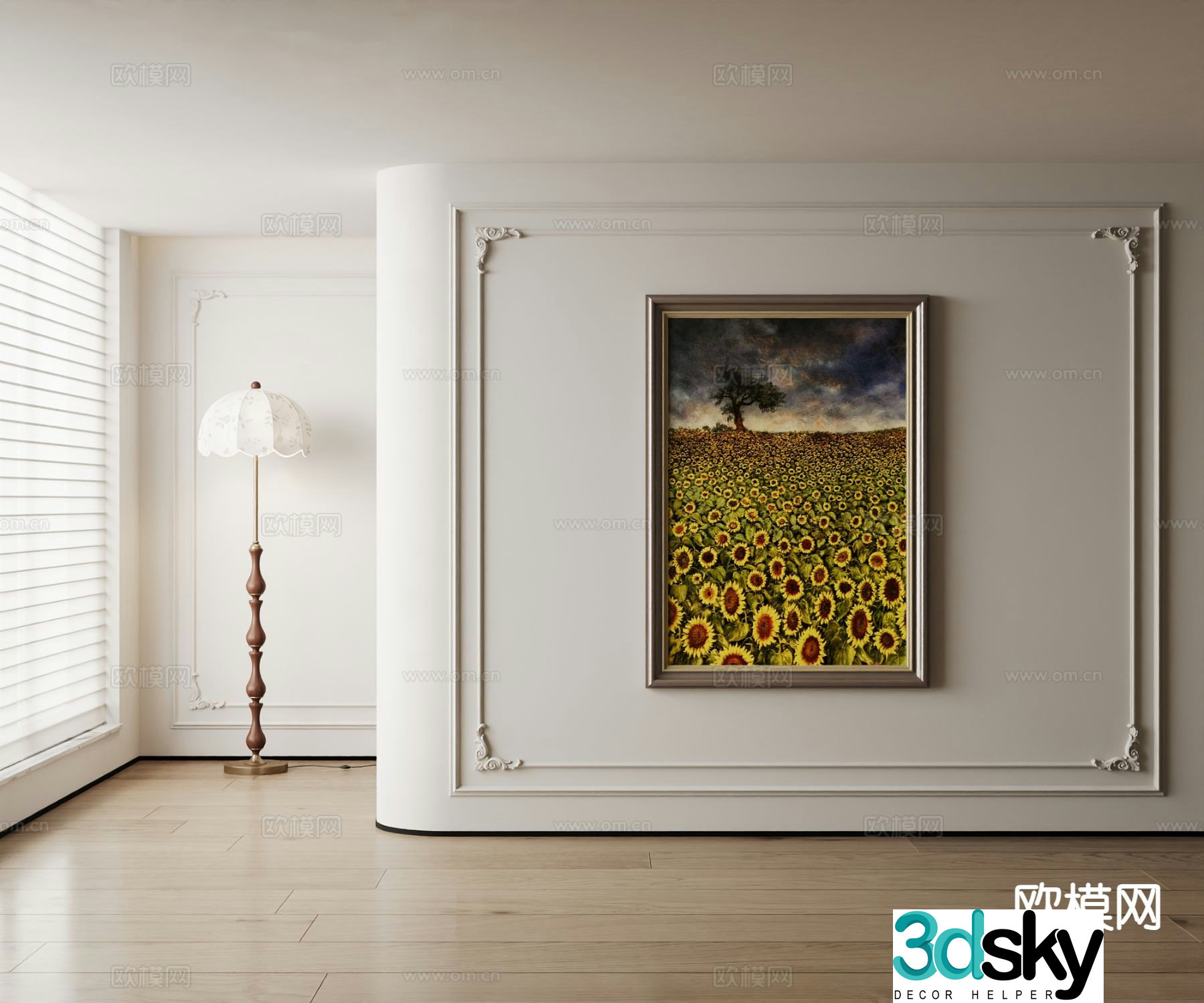 American decorative painting oil painting sunflower hanging painting 3D model