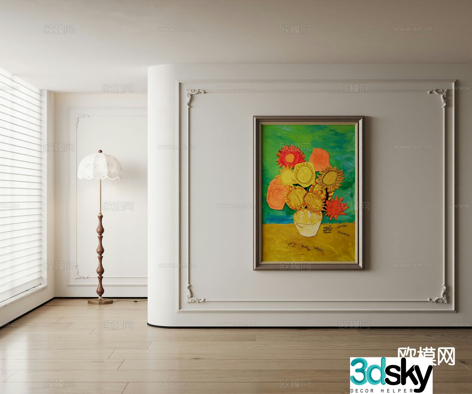 American decorative painting oil painting vase hanging painting 3D model