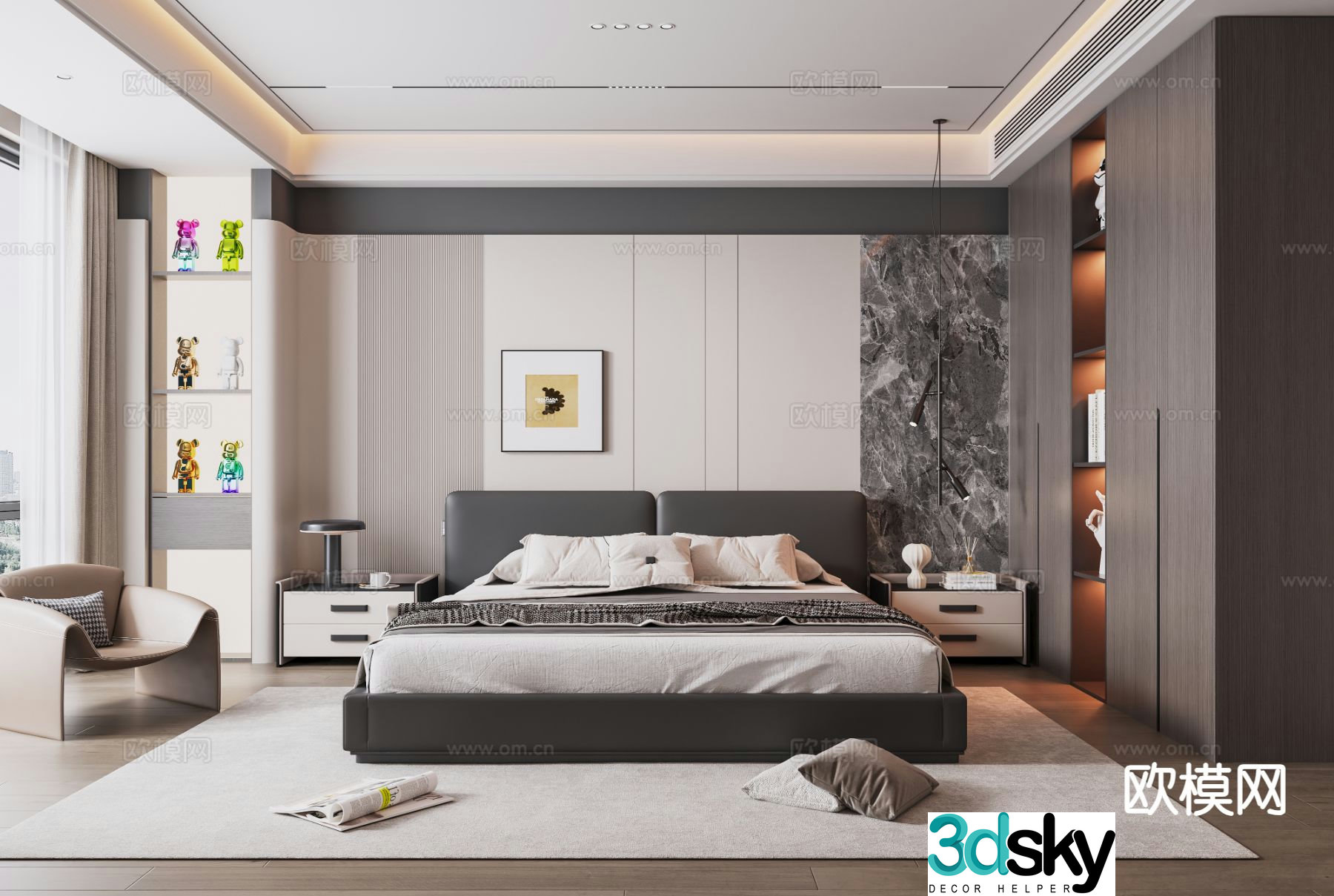 Italian style bedroom master bedroom 3d model