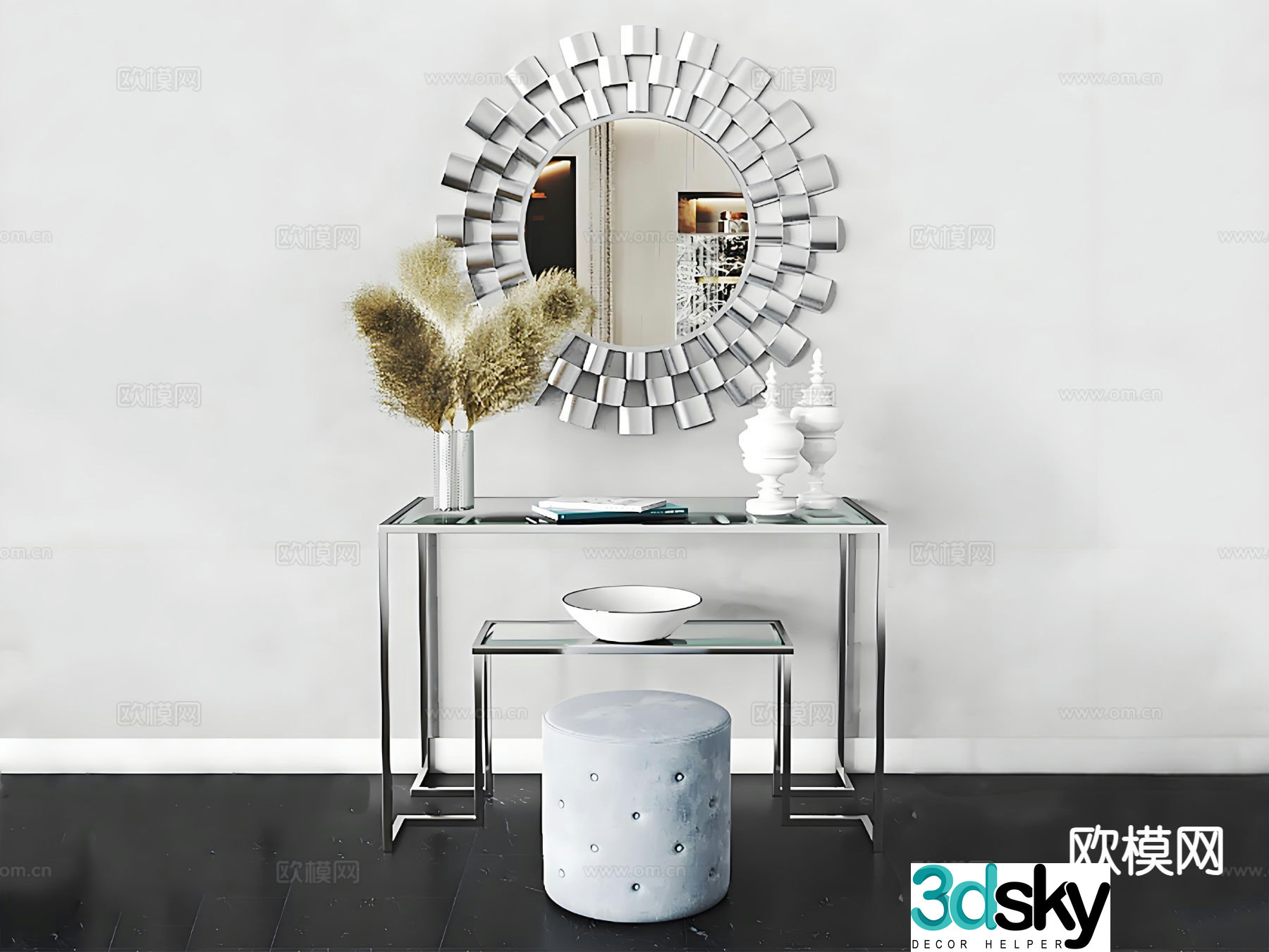 Light luxury dressing table makeup table 3d model