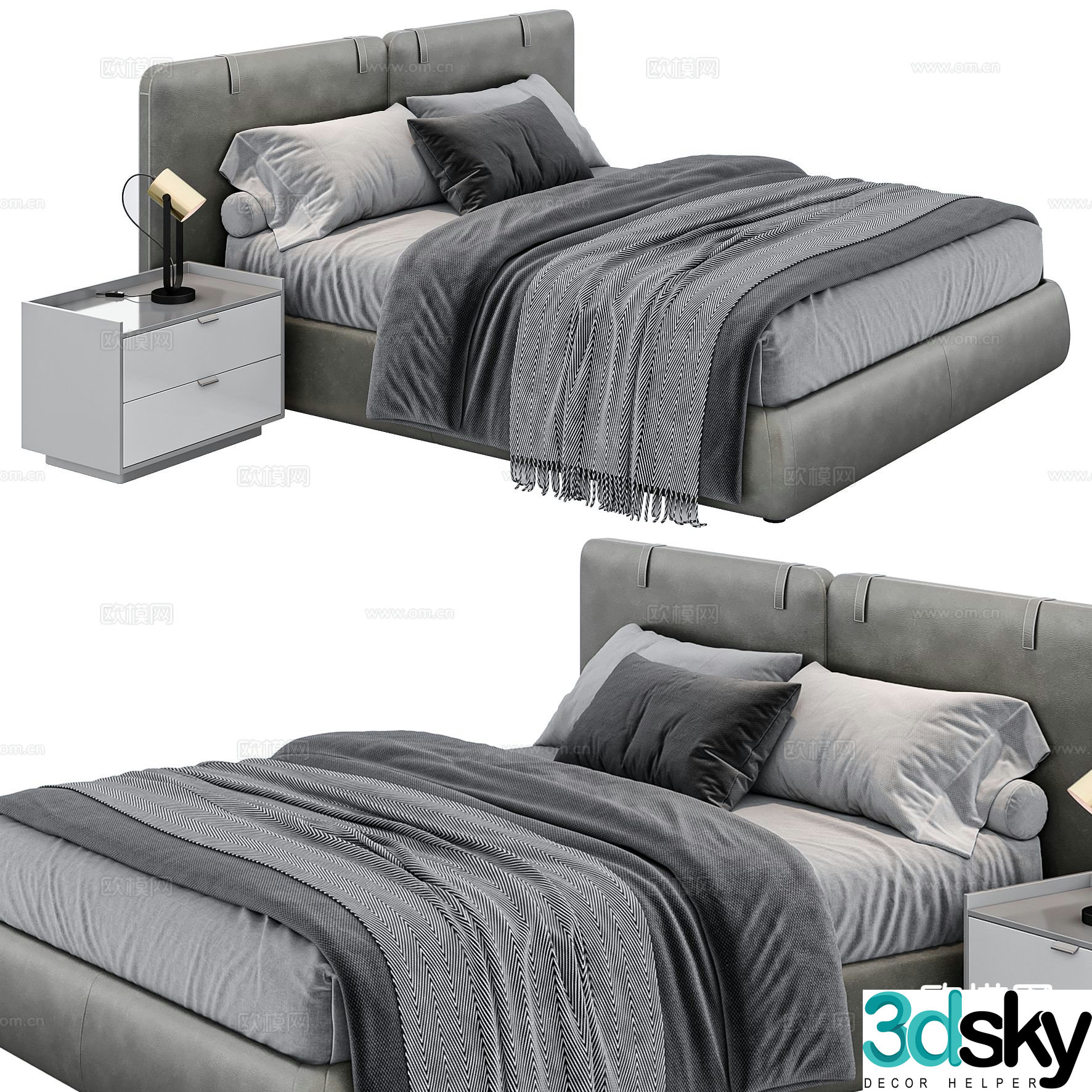 Modern double bed 3d model