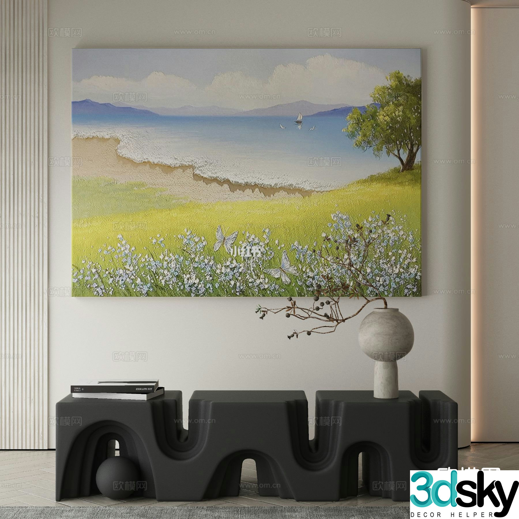 Modern decorative painting landscape oil painting 3d model