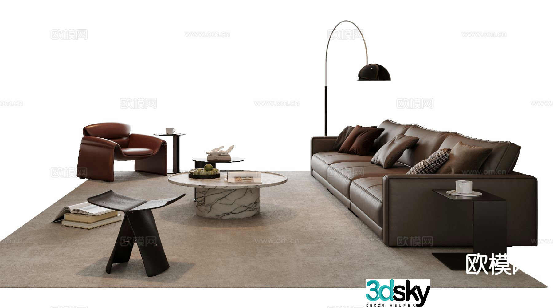 Italian sofa modular sofa 3d model