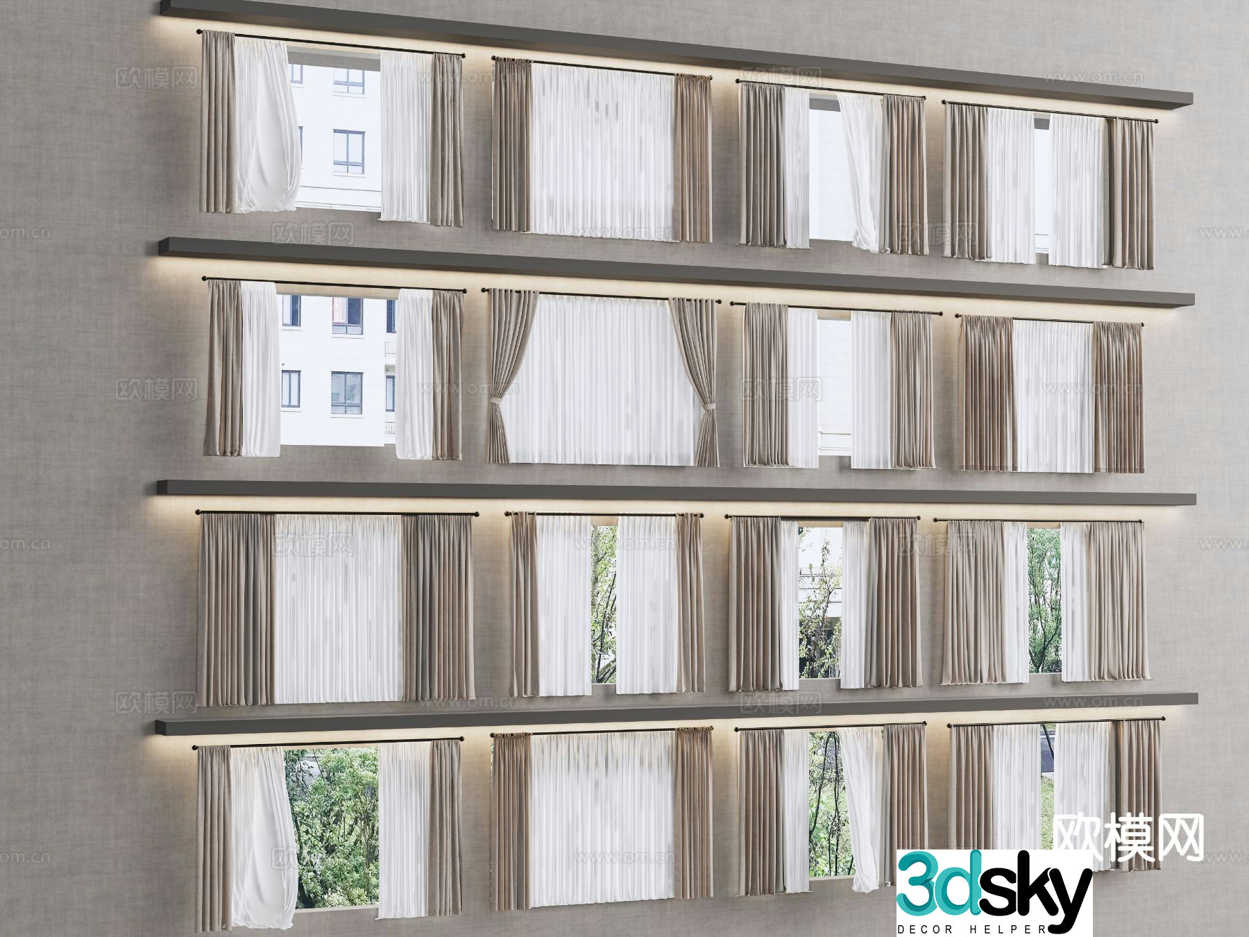 Modern universal curtain screen window screen 3d model