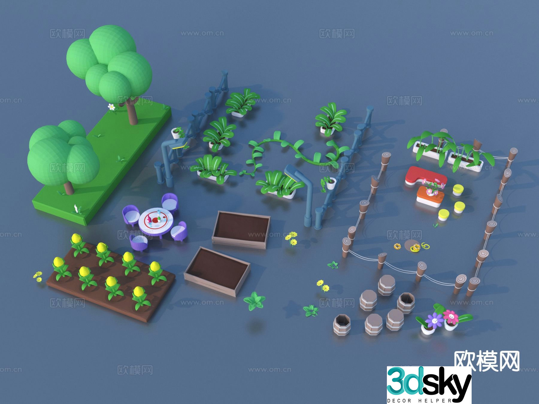 cartoon flower cartoon sketch plant sketch 3d model