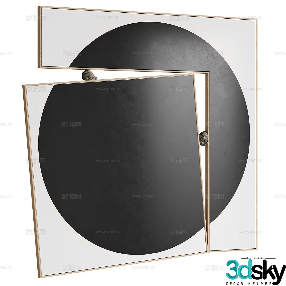 Black and white hanging painting abstract painting 3d model