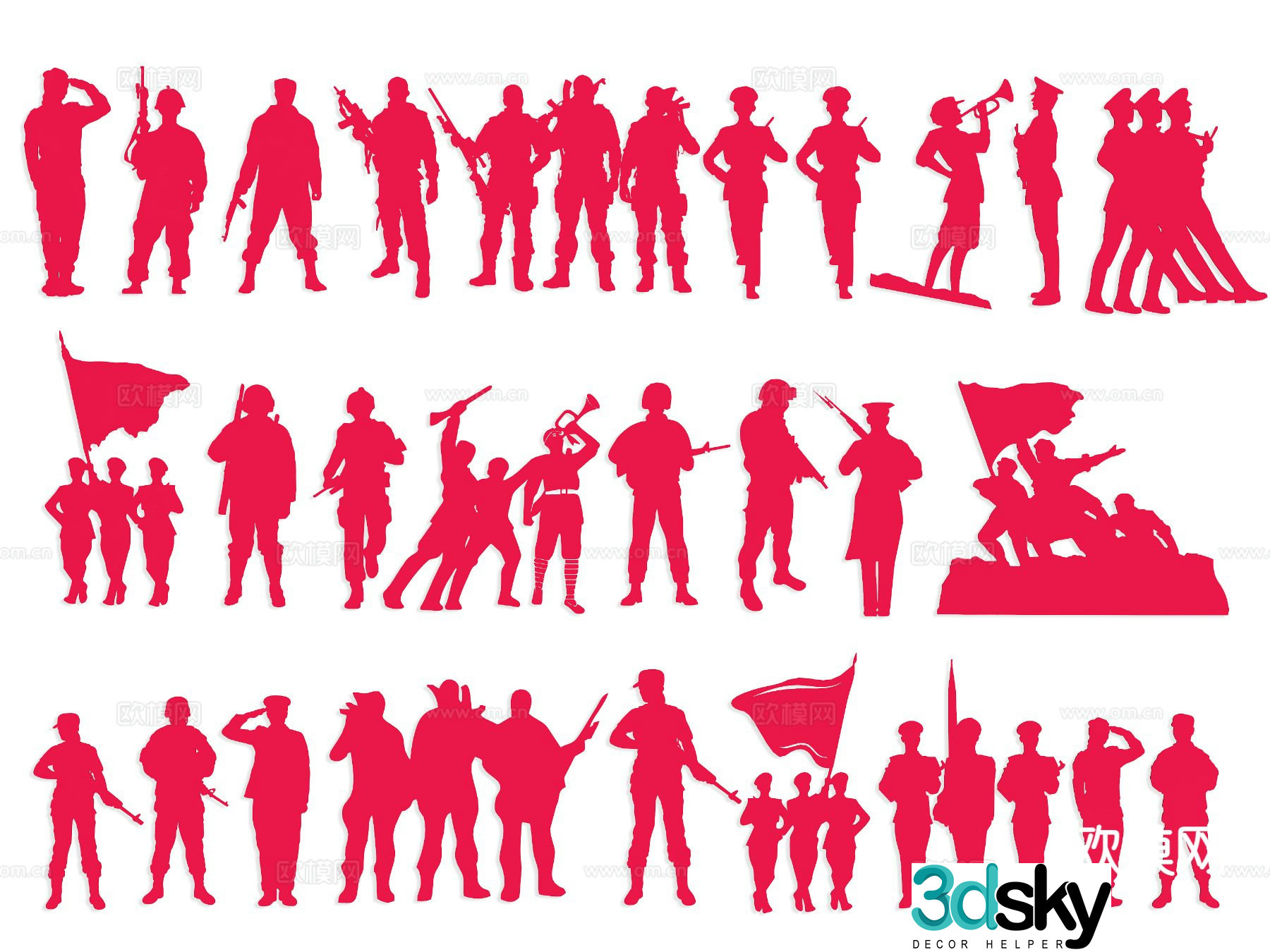 Revolutionary soldier badge silhouette 3d model
