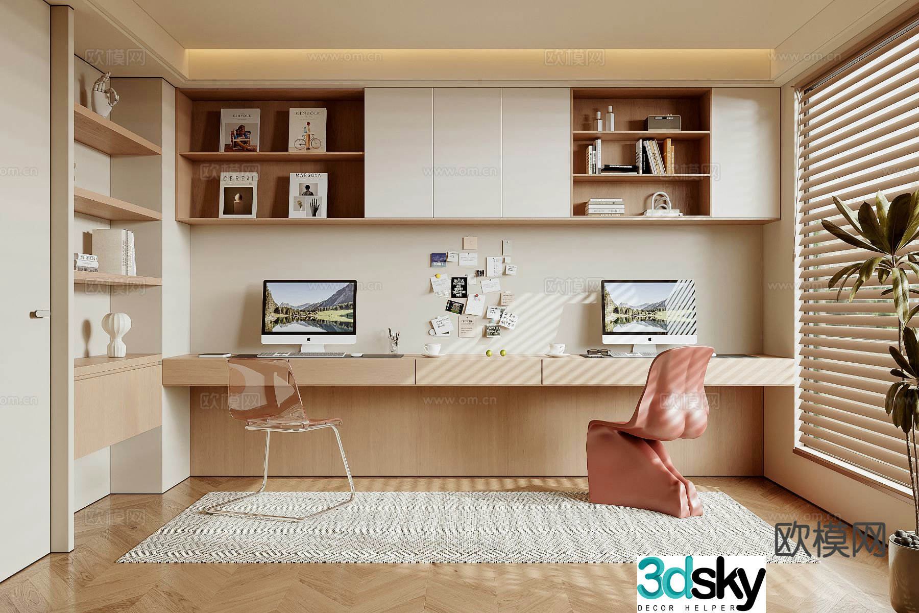 Medieval style double study room 3D model