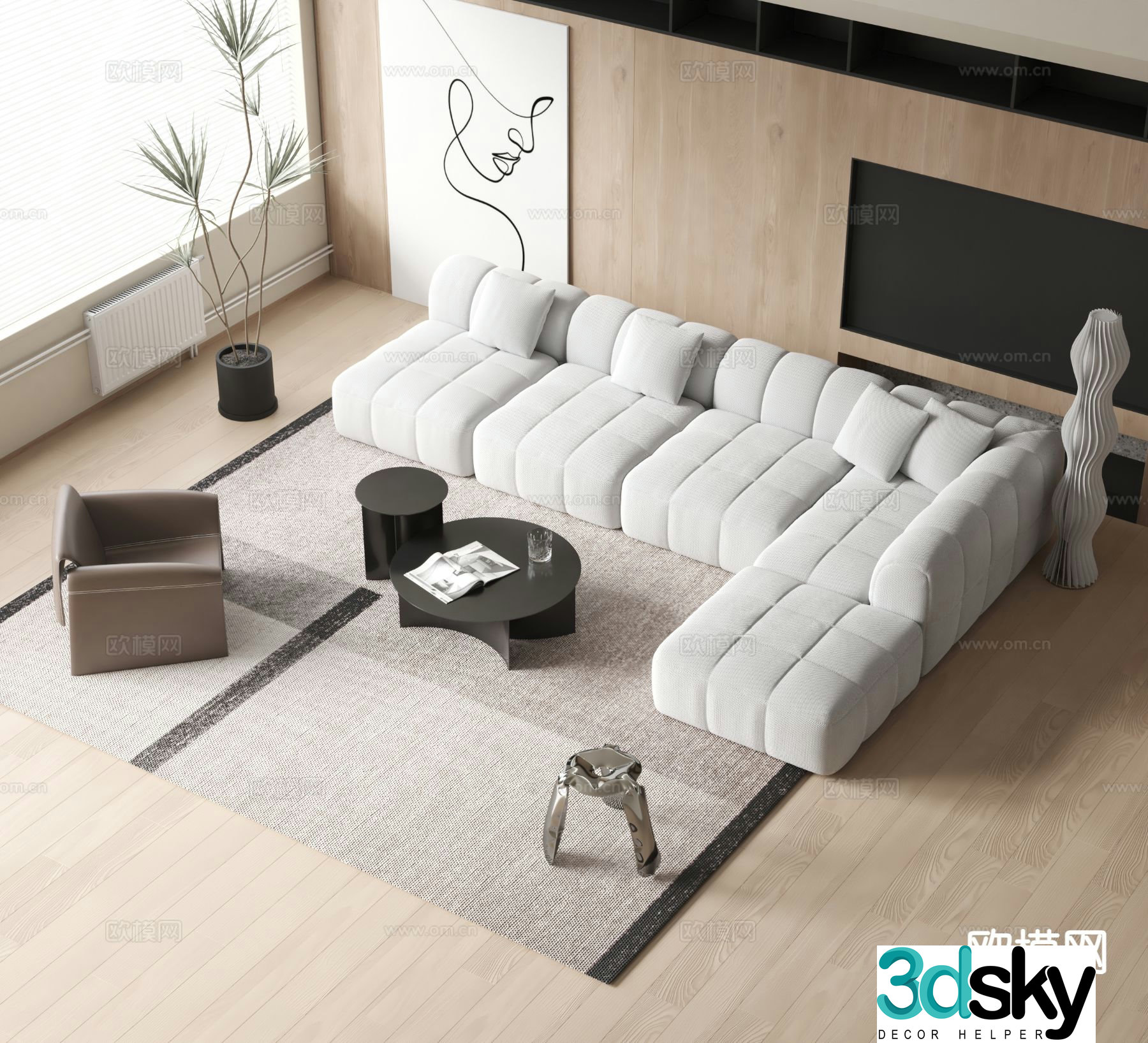 Modern modular sofa corner sofa 3d model