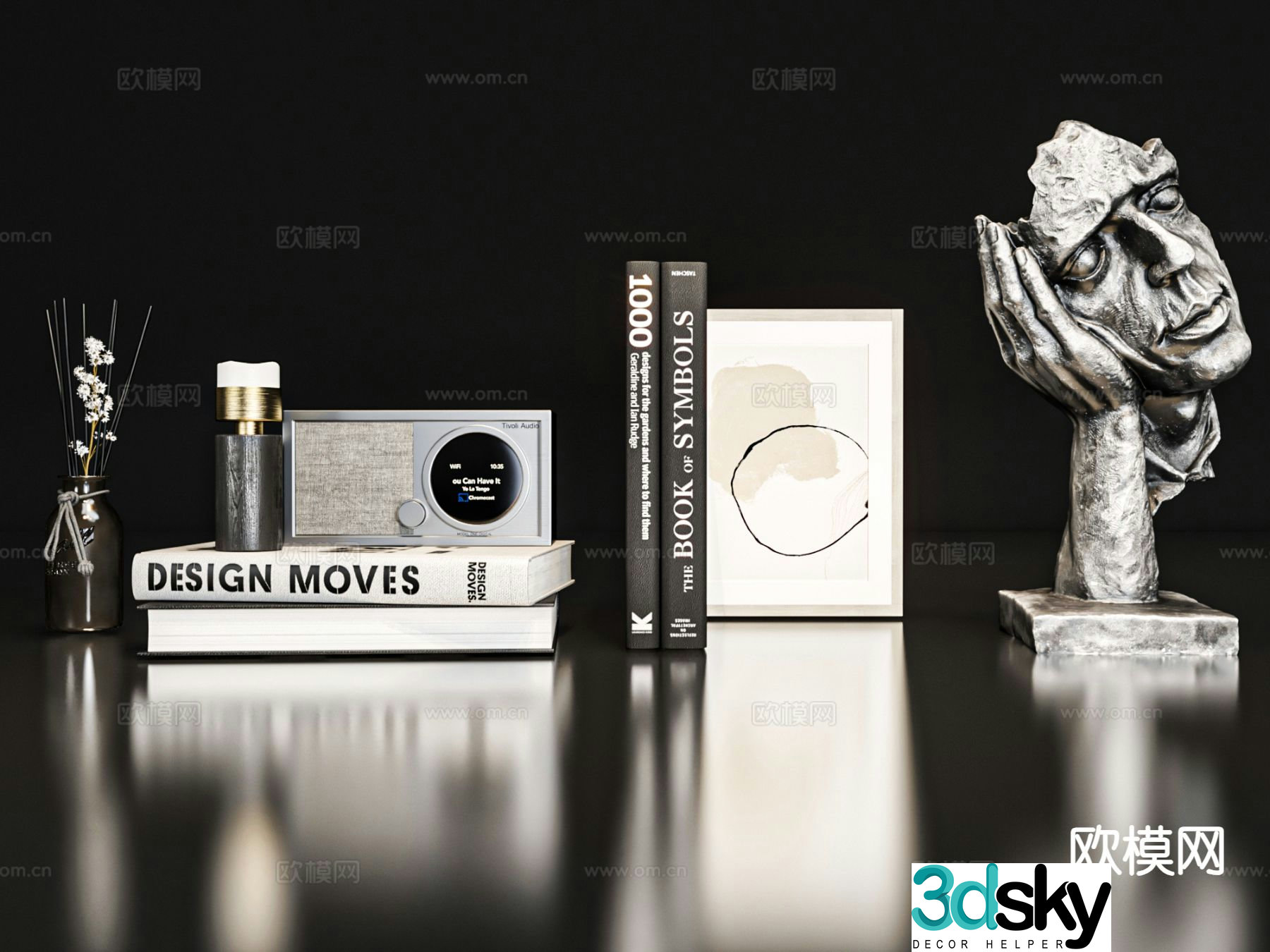 Modern jewelry ornaments books crafts 3d model