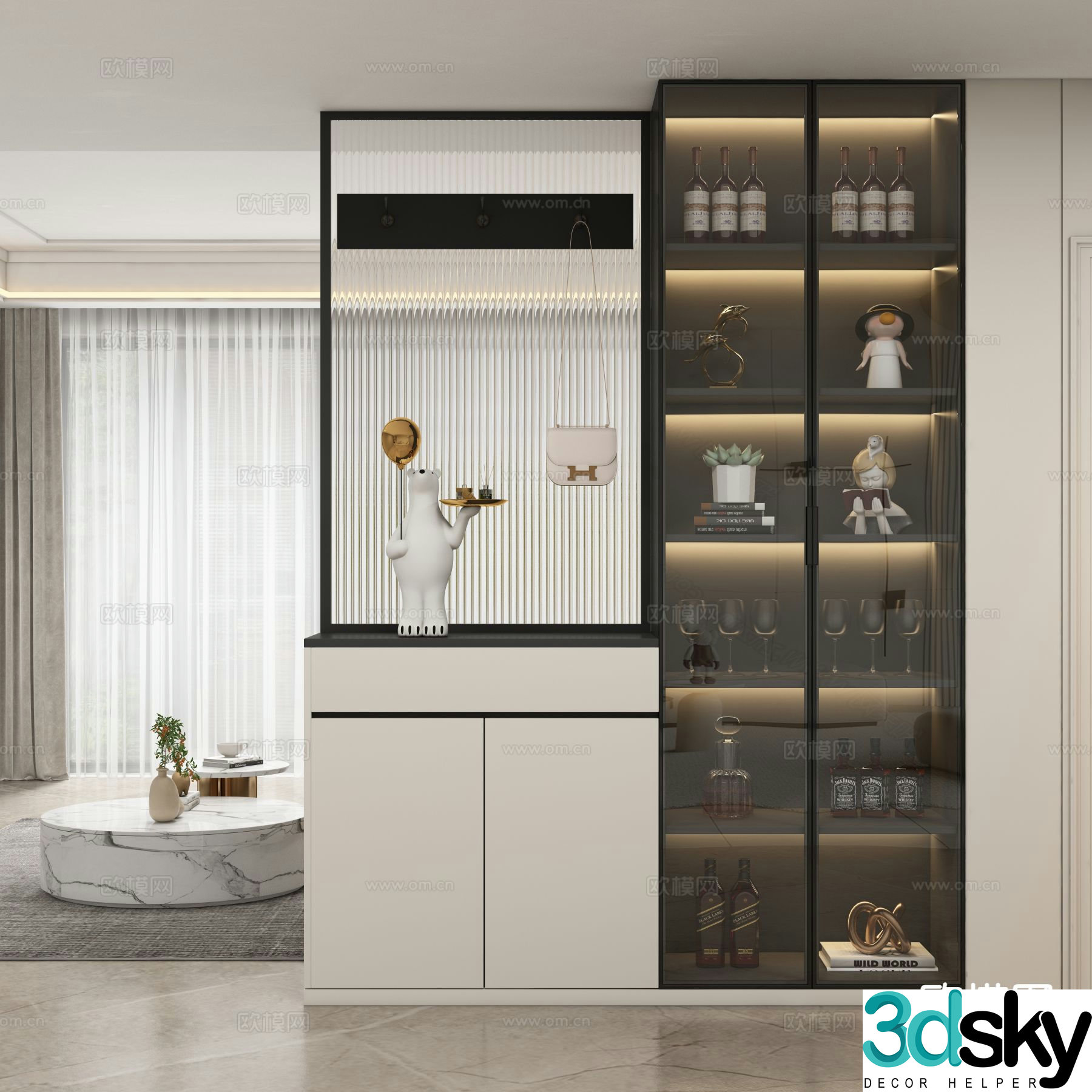 Modern entrance cabinet wine cabinet 3d model