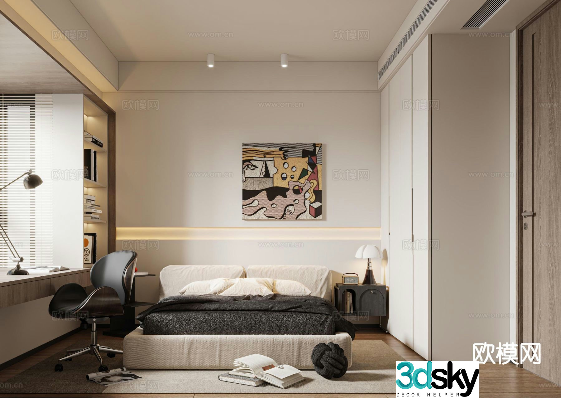 Cream style bedroom master bedroom 3d model