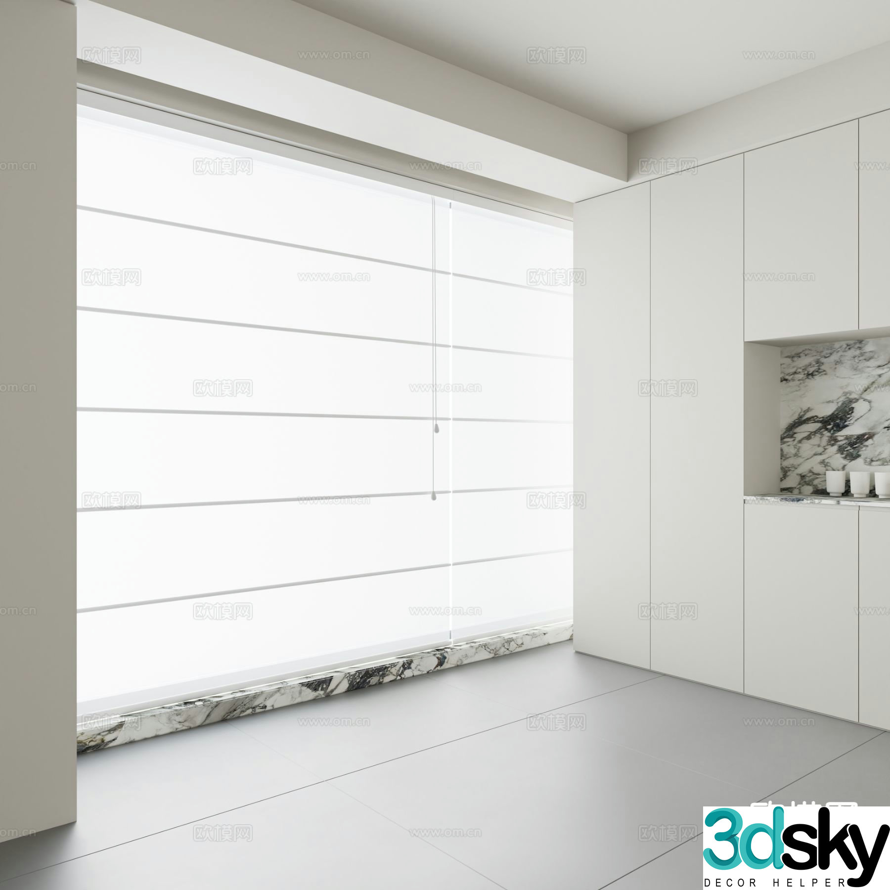 Modern curtains Venetian blinds 3d model
