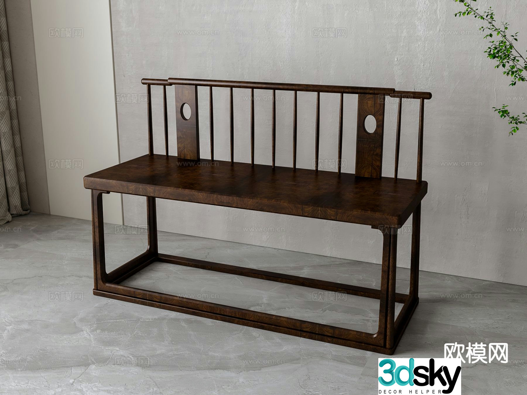 New Chinese style solid wood sofa deck sofa 3D model