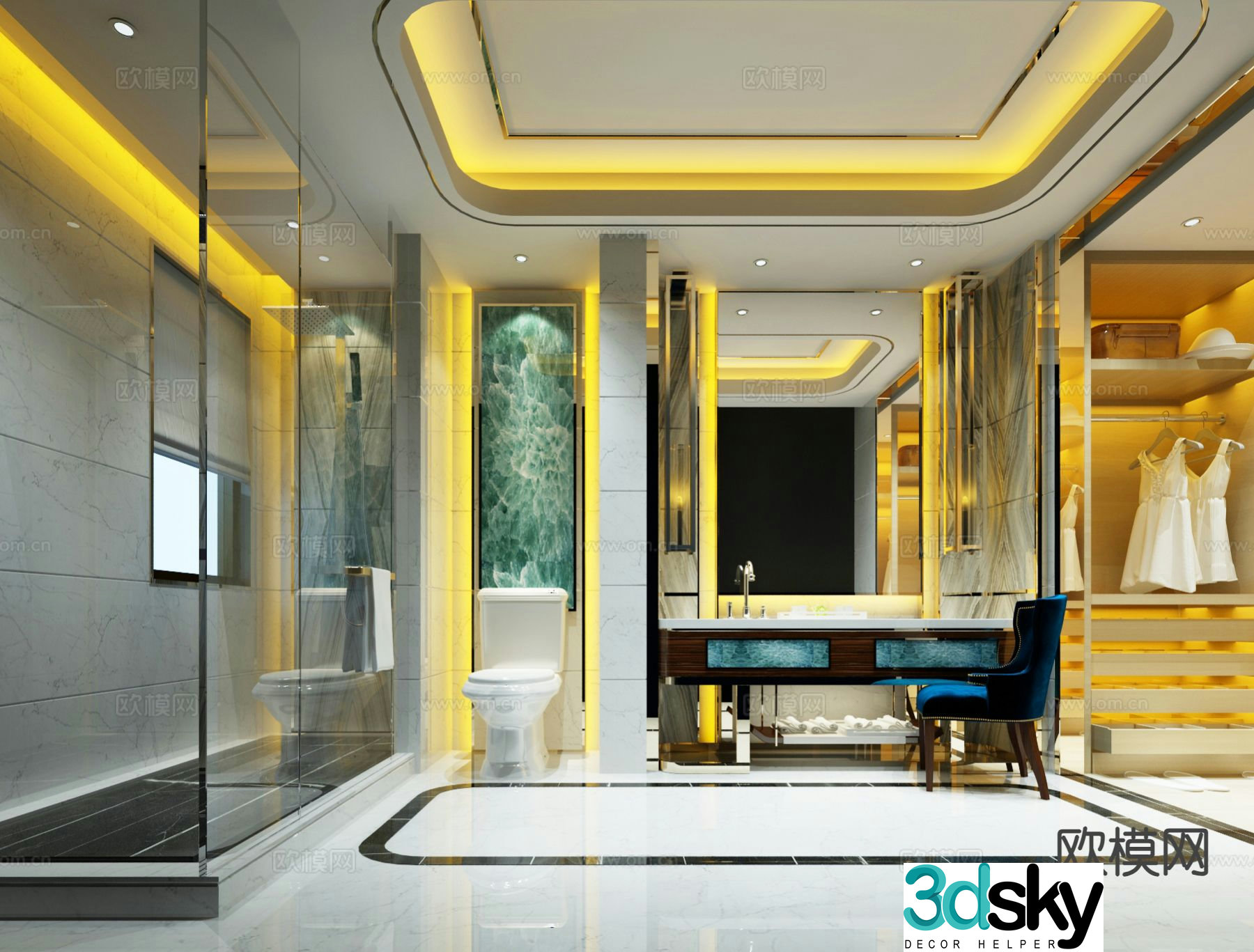 Light luxury bathroom luxury bathroom toilet 3d model
