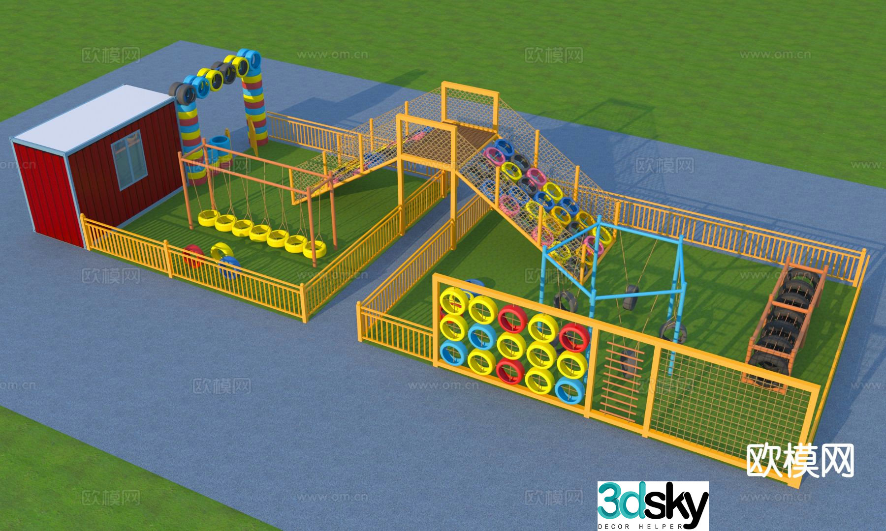 Amusement fort children's equipment tire amusement equipment 3d model