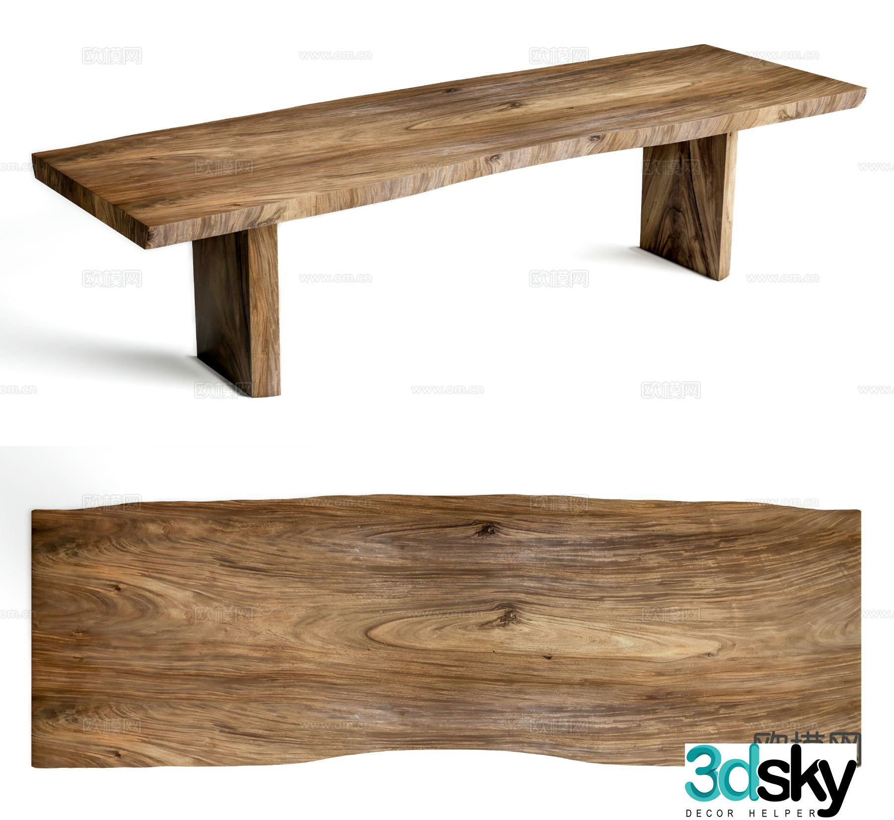 Log tea table tea table 3d model