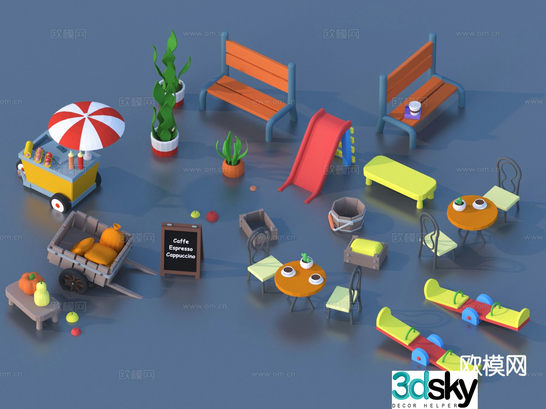 Cartoon toys children’s play house sketch 3d model