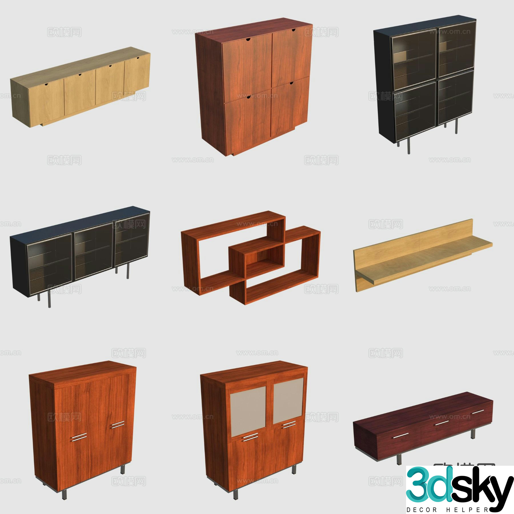 Log style TV cabinet chest of drawers side cabinet 3D model