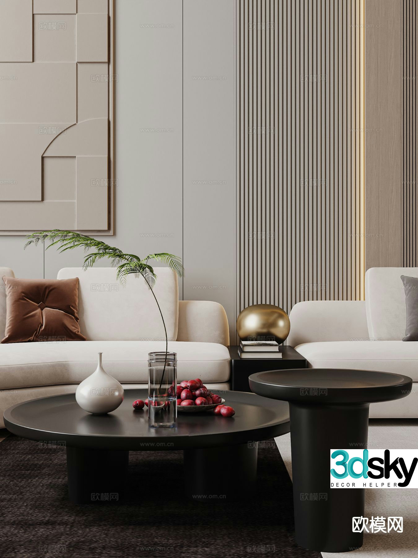 Modern double coffee table 3d model