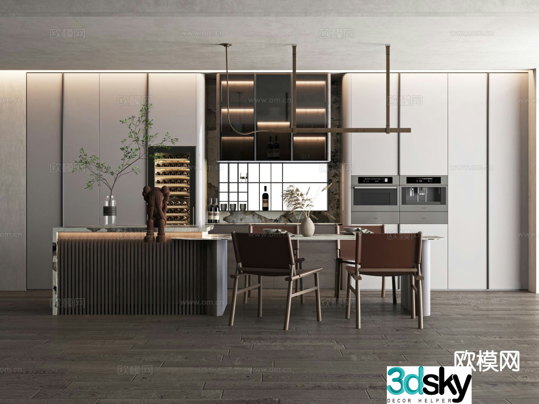 Modern Island Restaurant Western Kitchen 3D Model