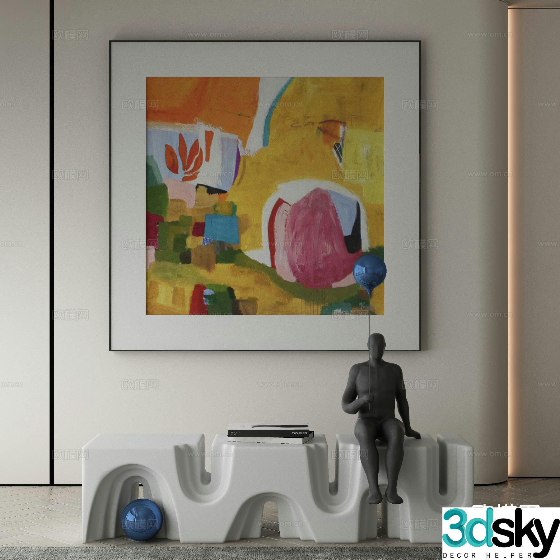 Modern decorative painting oil painting 3d model
