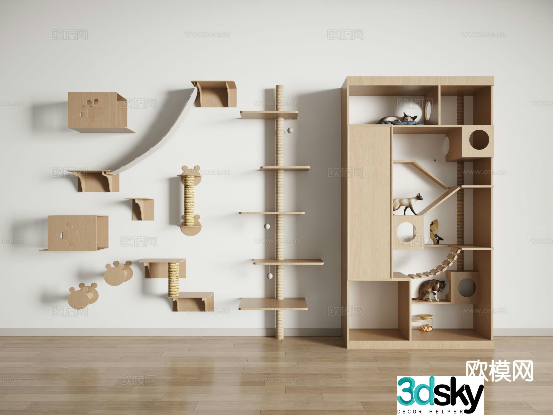Cat climbing wall cat scratching board cat climbing frame 3D model